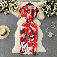 Vestidos largos elegantes para mujer, solapa, cuello en V, manga corta, cintura alta, oficina, Maxi Verde S - details 13