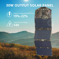 XINPUGAUNG Paneles Solares 30W Panel Solar Cargador Solar Plegable Portátil con 5V USB de carga compatible con bancos de energía, IPX5 impermeable perfecto para camping, senderismo, al aire libre - details 1