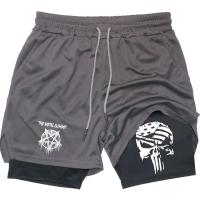 Pantalones cortos deportivos con estampado de anime de doble capa para hombre, multiprenda, secado rápido, correr, M-3xl - details 9