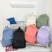 Mochila escolar impermeable para mujeres, mochila escolar de gran capacidad, cremallera suave, color sólido, mochila casual para - details 4