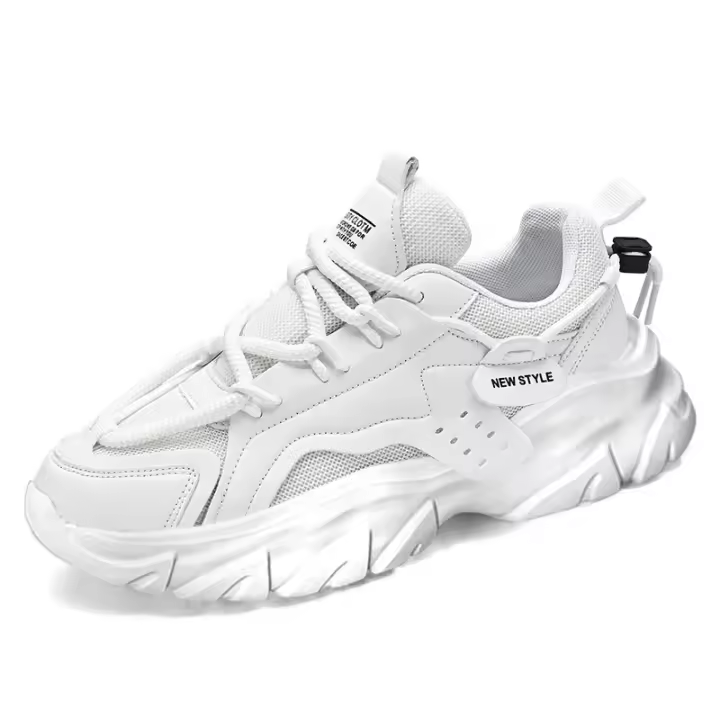 Zapatos De Deporte Para Hombre Moda Callejera Ligeros Y Cómodos Zapatillas De Gimnasio Con Cordones Blanco Plataforma Entrenadores - 1