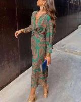 Elegante manga larga para mujer con cuello redondo y estampado etro para mujer, primavera/verano, fiesta es - details 1