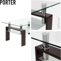 Mesa Moderna de Centro con Tapa de Cristal Transparente y Base de Metal Negro (100x60 cm) - details 20