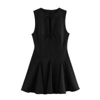 Vestido clásico de moda para mujer con dobladillo ancho y lazo - details 1