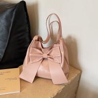 Bolso de hombro elegante de Color sólido con lazo de PU, bolso de mano portátil de estilo coreano, bolso de cubo de lujo, bolso de moda para axilas para mujer - details 13