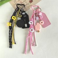 LLavero de cuerda trenzada de cuero PU, colgante de corazón, galletas hechas a mano, llaveros de coche, cuerda tejida antipérdida, llavero con letras en inglés - details 9