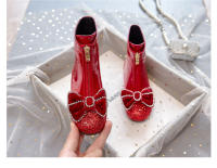 Nuevas botas de cuero de terciopelo para bebé, botas cortas de cristal de princesa - details 12