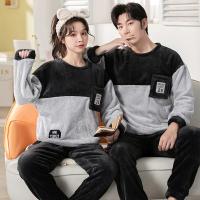 Conjunto de pijama de felpa de franela cálida para hombre y mujer, ropa de dormir de manga larga con cuello redondo, dibujos animados dulces, 32 estilos, Invierno - details 9