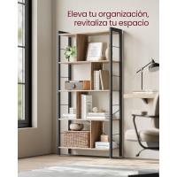 Estantería de Almacenamiento de 5 Niveles, Organizador de Oficina de Estudio, con Compartimentos, para Salón, Estilo Industrial, Marrón Rústico y Negro - details 19