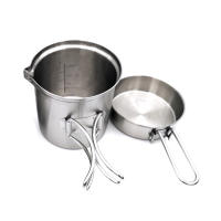 Hervidor de cocina de acero inoxidable de 1l, olla de mochilero portátil para acampar al aire libre con mango plegable - details 1