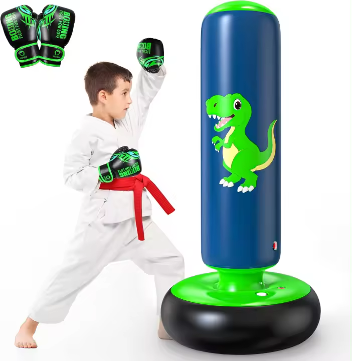 Boxeo Niños, Bolsa De Boxeo Inflable De Pie para 3-8 Niños, Pelota De Boxeo Regalos para Niños Y Niñas, Saco De Boxeo De Pie para Niños Set para Practicar Karate, Taekwondo, MMA - 1