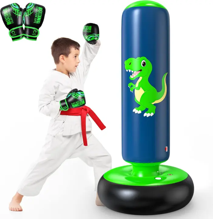 Boxeo Niños, Bolsa De Boxeo Inflable De Pie para 3-8 Niños, Pelota De Boxeo Regalos para Niños Y Niñas, Saco De Boxeo De Pie para Niños Set para Practicar Karate, Taekwondo, MMA - 1