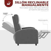 Sillón Relajable Manual Almohada de Lino Sintético Respaldar Alto Carga de 120kg - details 7