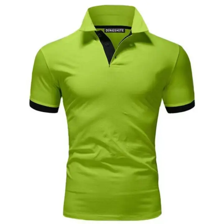 Polo ajustado de manga corta para hombre, Camisa lisa con cuello suave, informal, para trabajo, Golf, senderismo, color rosa - 1