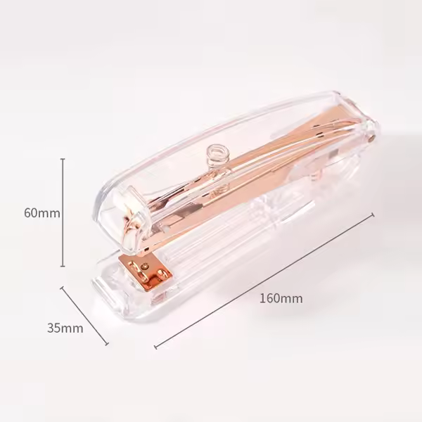 Grapadora de oro rosa a la moda, carpeta de escritorio, libro, grapas de papel, removedor de grapas, perforadora, suministros de encuadernación para escuela y oficina - 1