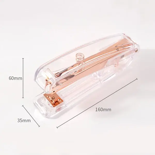 Grapadora de oro rosa a la moda, carpeta de escritorio, libro, grapas de papel, removedor de grapas, perforadora, suministros de encuadernación para escuela y oficina - 1