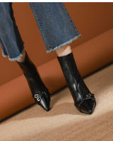 Moda nueva hebilla de cinturón stiletto botas cortas de mujer - details 10