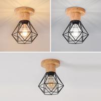 Goeco-Lámpara de Techo de Hierro y Madera, Plafón para Techo de Estilo Vintage para Sala de estar, Dormitorio, Pasillo, Comedor - details 6