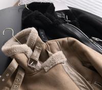 Chaqueta gruesa y cálida de piel de oveja para mujer, abrigo corto marrón para motocicleta, chaquetas de piel de oveja sintética, prendas de vestir de invierno - details 5