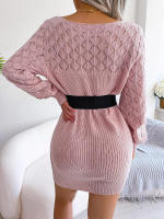 Vestido de punto con manga G para mujer, suéter calado informal, ropa sin cinturón, - details 6