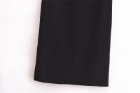 Vestido negro elegante de , elástico, sin espalda, escote asimétrico, sin tirantes, moda para mujer - details 3