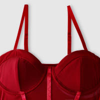 Shaper body sling mesh perspectiva simple hot girl ins viento aros de acero reunir onesie rojo - details 2