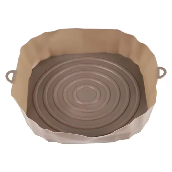 Bandeja de horno para freidoras de aire, cesta de pollo frito, esterilla, olla de silicona redonda, reemplaza la parrilla, sartén marrón, 20Cm - 1