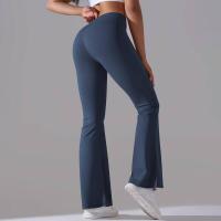 Leggings de yoga de color sólido para mujer, pantalones acampanados de cintura alta, elásticos, entrenamiento, pierna ancha - details 11