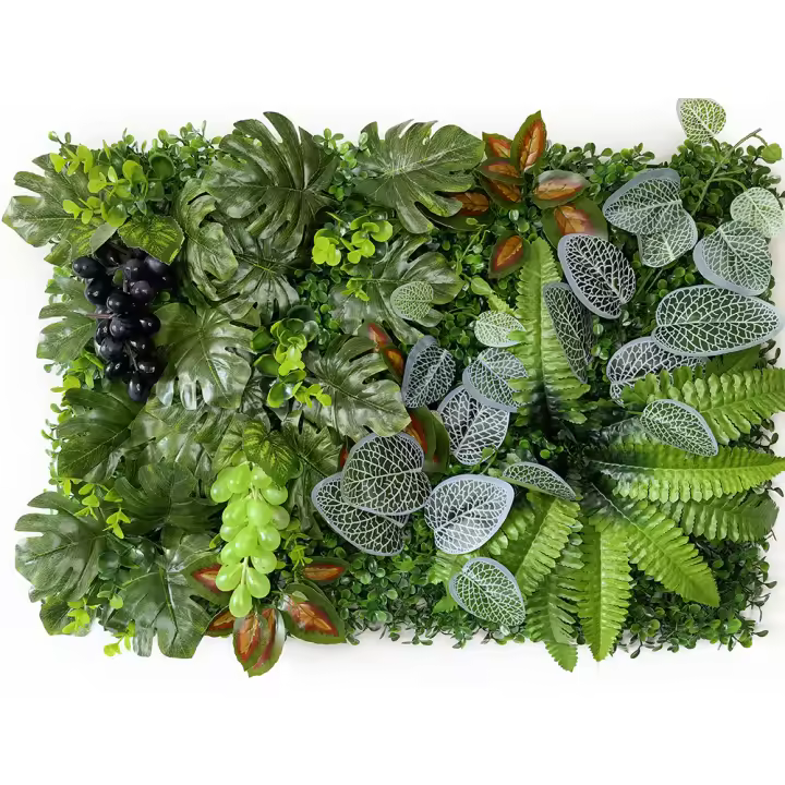 15,7*23,6 pulgadas flores de plantas artificiales hierba mezclada hojas de selva Panel Mat decoración de pared para boda - 1