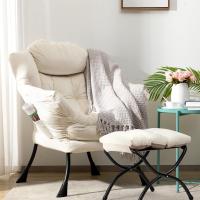 Sillón de lectura para dormitorio, tejido impermeable, cómodo, sillón de salón, silla de metal, gris - details 7