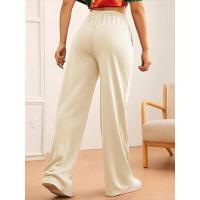 Pantalones de cintura alta y pierna ancha para mujer, pantalones holgados de calidad con cordón, primavera y otoño - details 13