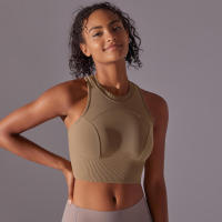 Tops para mujer, Top moldeador de punto de Color sólido, ropa de Yoga recortada en la espalda, deportes, correr, camiseta sin mangas - details 29