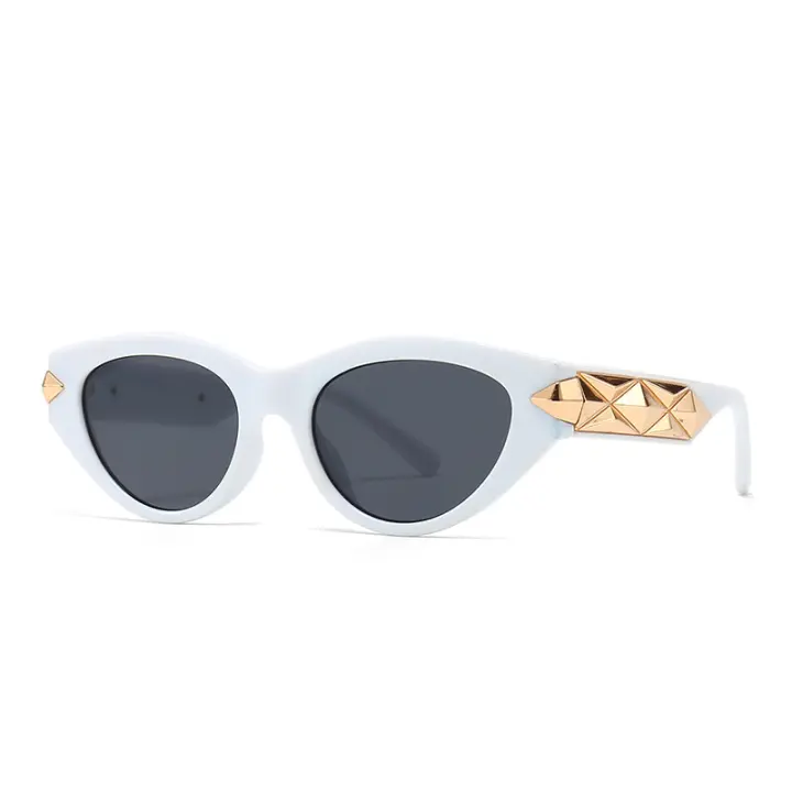Toyear-gafas de sol clásicas de ojo de gato para mujer, anteojos de sol de diseñador de marca de lujo, montura de remache de Metal para mujer, Vintage, Sexy, a la moda - 1