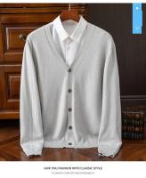 Cárdigan informal de negocios para hombre, suéter clásico con cuello en V, Color sólido, moda coreana - details 4