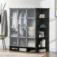 Armario Modular de Plástico Portátil 16 Cubos, 2 Barras Organizadoras para Zapatos, Ropa, Juguetes - details 1