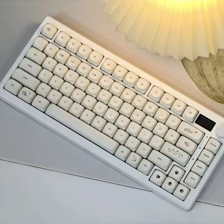 Teclas simples con tema de gato lechoso, 1Eys, PBT, sublimación, perfil MOA, tapas de bola redondas, teclas de teclado Nical coreanas - 1
