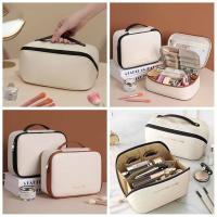 Bolsa cuadrada de cuero PU para cosméticos, almohada con cremallera desmontable, bolsa de maquillaje, organizador de artículos de tocador, bolsa de viaje de estilo coreano - details 2