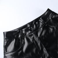 Pantalones cortos de mujer, sexy, suela elástica de PU con cintura alta para invierno - details 15