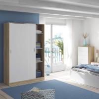 Armario de Dos Puertas Estilo Canadian Blanco Artículo y Roble Para Dormitorio o Sala - details 3