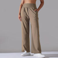 Pantalones de oficina sueltos de cintura alta informales de pierna ancha para mujer, pantalones de baile - details 21