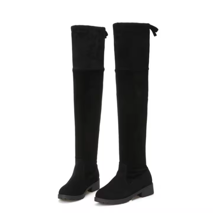 Otoño E Invierno De Las Mujeres Nuevas Botas De Rodilla De Tacón Medio Mate, Botas De Tacón Grueso Para Mujer - 1