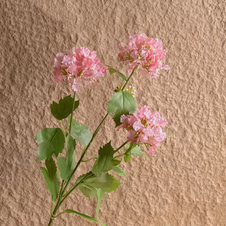 Flores de hortensias artificiales de lujo, rama de flores de hortensias realistas de plástico, flor falsa elegante, decoración para sala de estar - 1