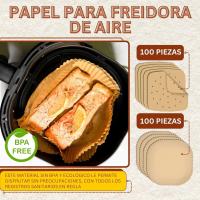 Papel perforado cuadrado para freidora de aire, 100 piezas, 20-24cm y 100 papeles para Cosori, accesorios desechables para freidora de aire - details 2