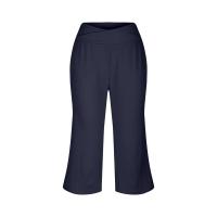 2024 primavera y verano mujeres elástico cintura alta 3/4 pantalón sólido Casual ajuste activo pantalones de pierna Capris anchos pantalones con bolsillos - details 17