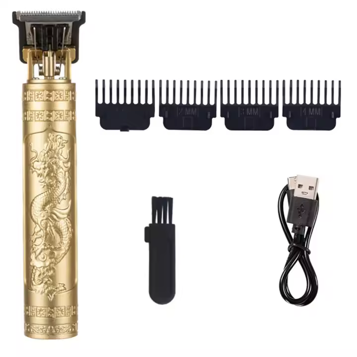 Maquinilla de afeitar de corte de pelo para hombres, afeitadora de recarga para adultos, cortadora eléctrica Vintage, maquinilla de afeitar para el hogar, carga USB, barbería B - 1