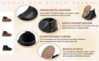 Botas de cuero antideslizantes impermeables para niño y niña, botines de trabajo para el tobillo de combate para nieve y invierno, talla US 5,5-9,5 - details 2