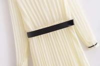 TRAF-Blusa elegante con solapa plisada y manga para mujer, vestidos largos, vestido ajustado a la moda con cinturón, señora nueva informal 2025 - details 10