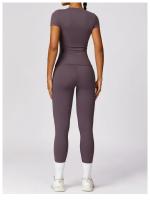 Camiseta Deportiva de Yoga de Nylon Secado Rápido Manga Corta Para Fitness al Aire Libre - details 24