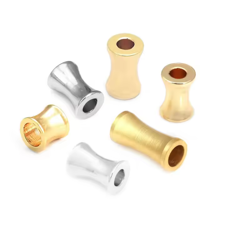 Cuentas de Pulsera de Brasso Dorado Mate Forma de Cilindro Ideal para Hacer Joyería DIY - 1
