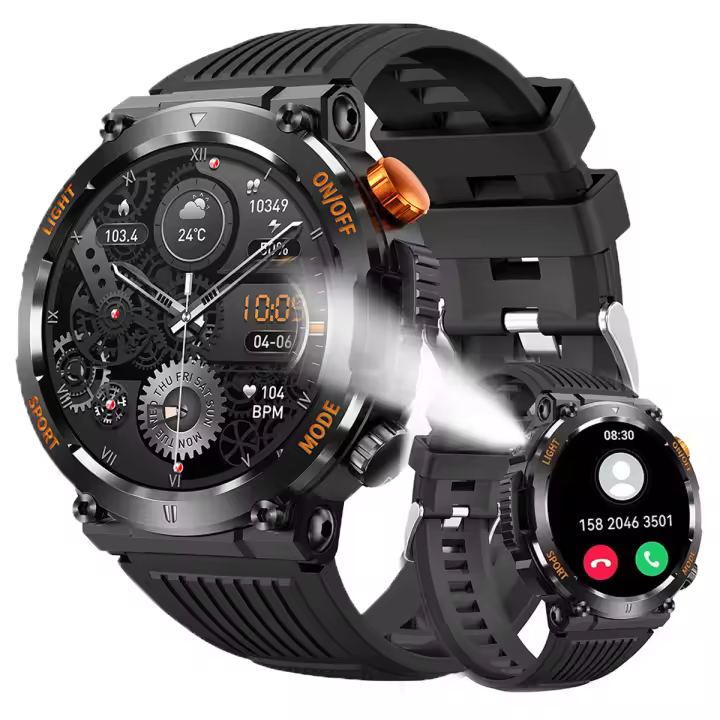 El Smart Watch militar para los hombres responde/hace la llamada, reloj elegante con el compás de la linterna del LED - 1